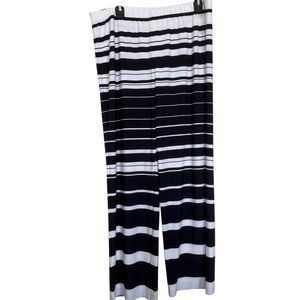 Chico’s Women’s Sz 2(L) Wide Leg Navy Blue White Stripe Palazzo Pants